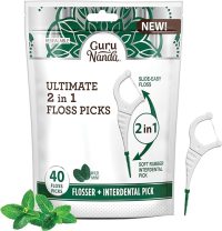 GuruNanda 2 in 1 Dental Floss Picks 40 Count